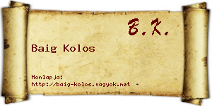 Baig Kolos névjegykártya